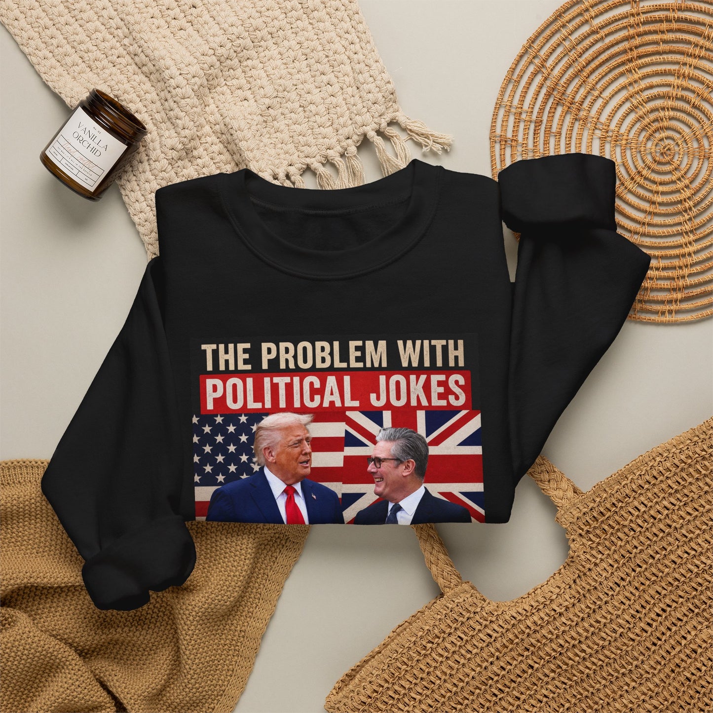 Political Sweatshirt — "The Problem With Political Jokes Is They Get Elected" Crewneck
