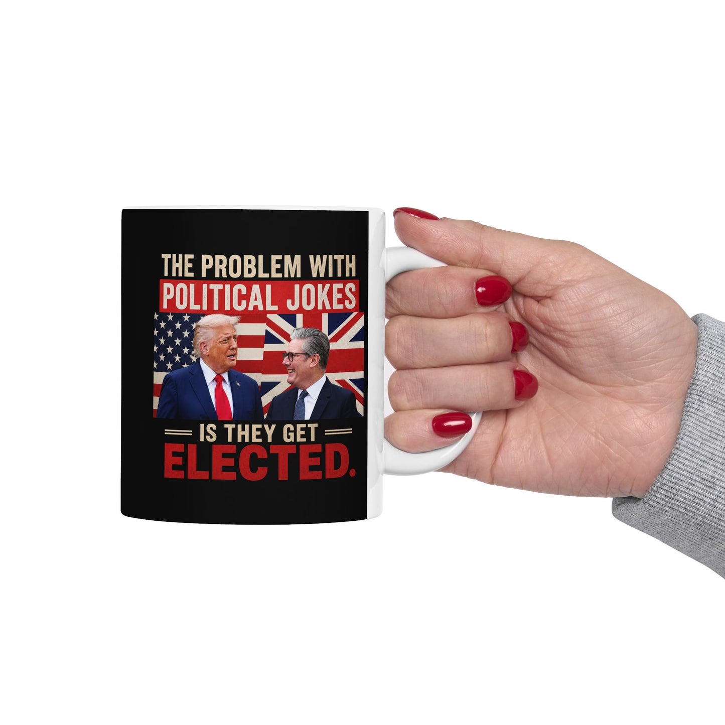 Political Satire Mug – “The Problem With Political Jokes” Novelty Ceramic Coffee Mug