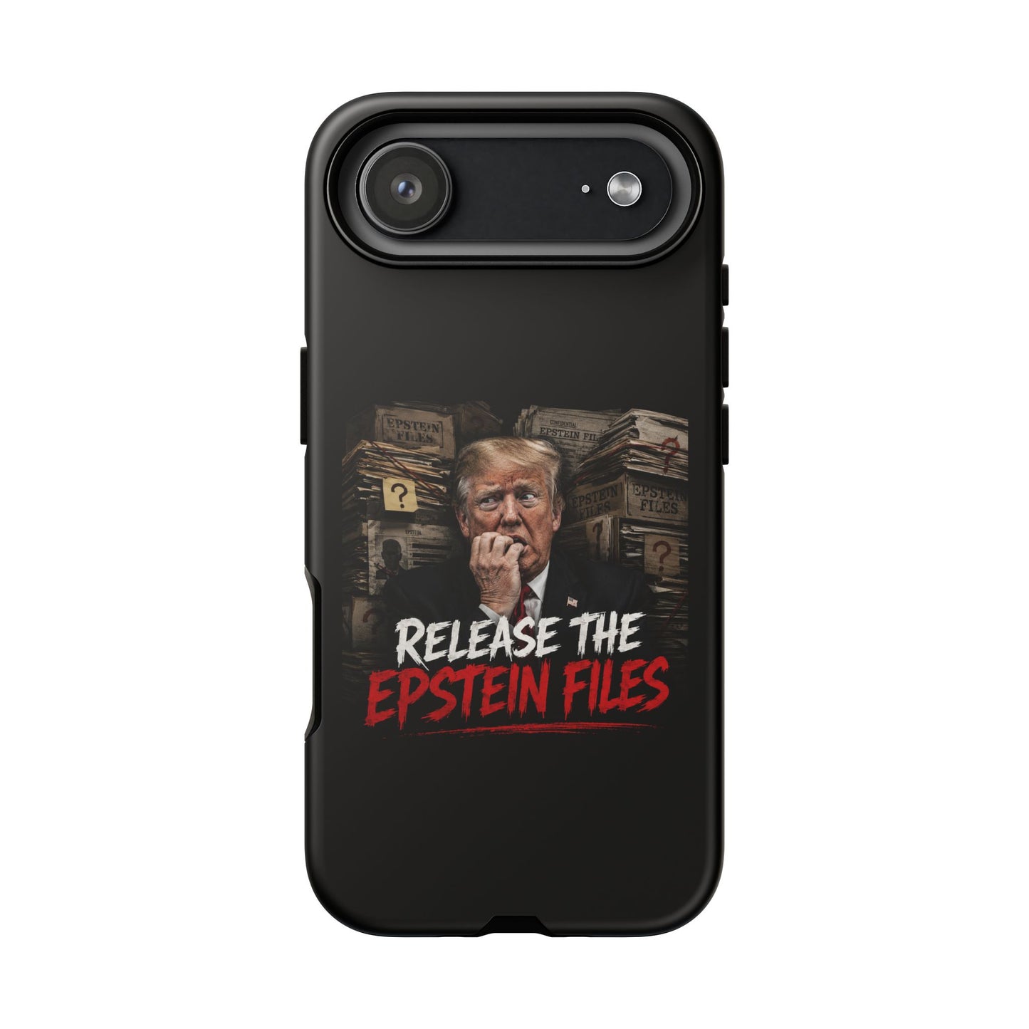iPhone 16 Case — "Release the Epstein Files" Political Graphic