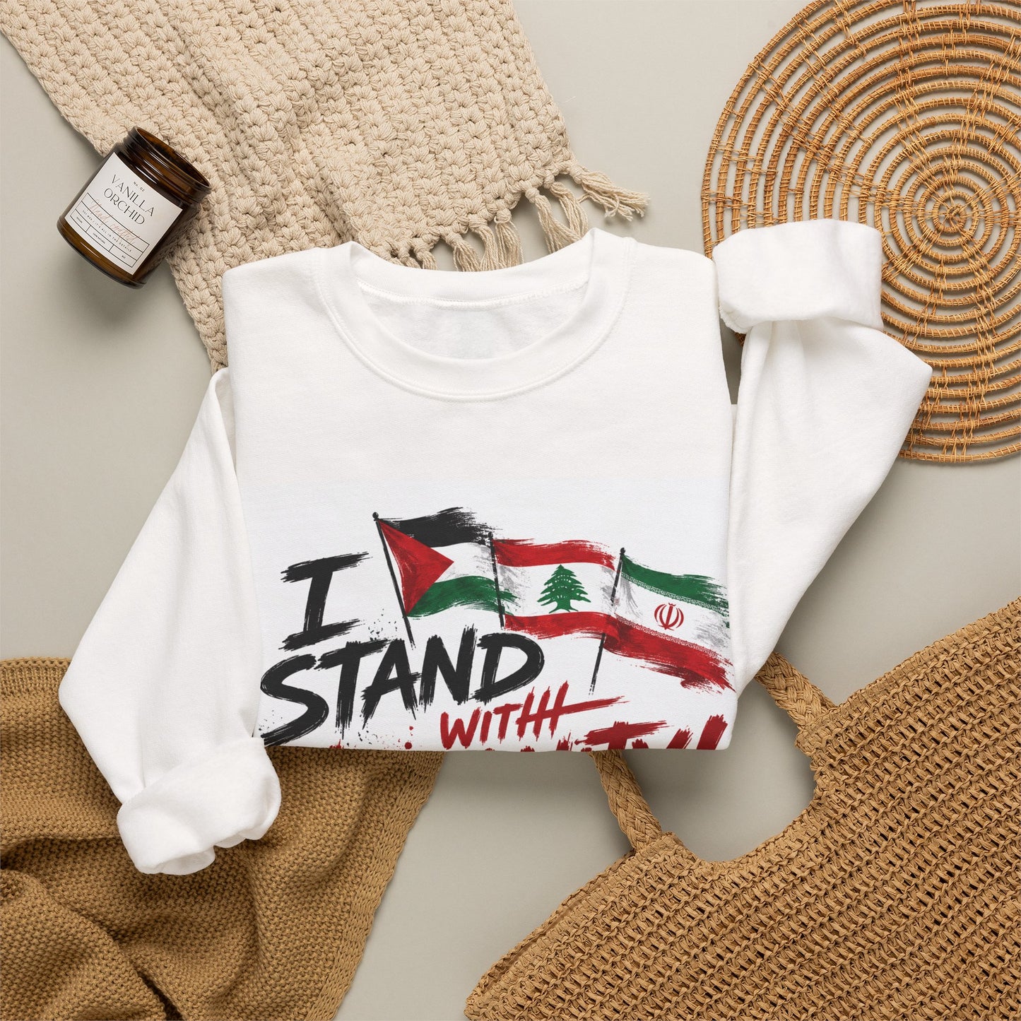 Crewneck Sweatshirt — "I Stand With Humanity" Solidarity Design