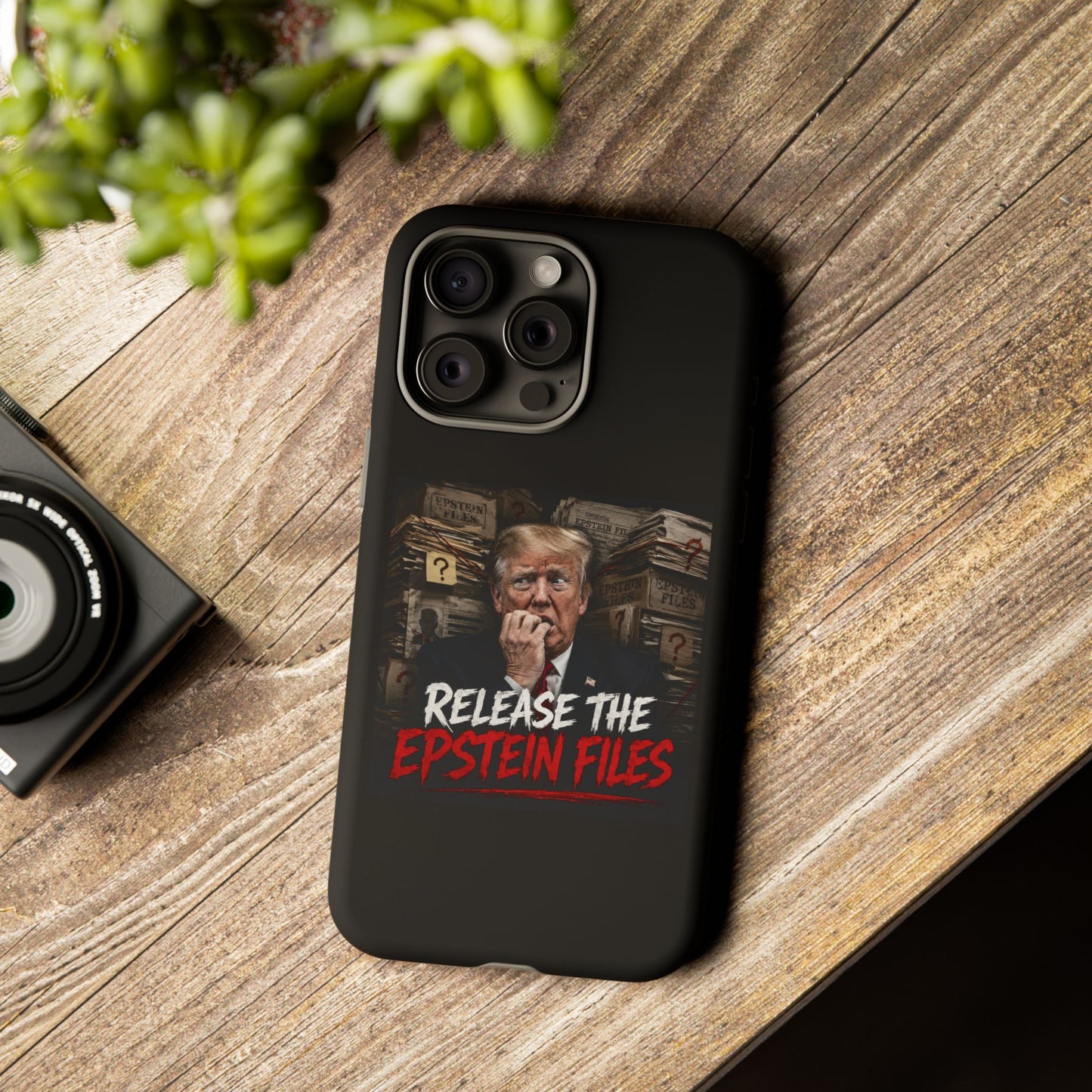 iPhone 16 Case — "Release the Epstein Files" Political Graphic