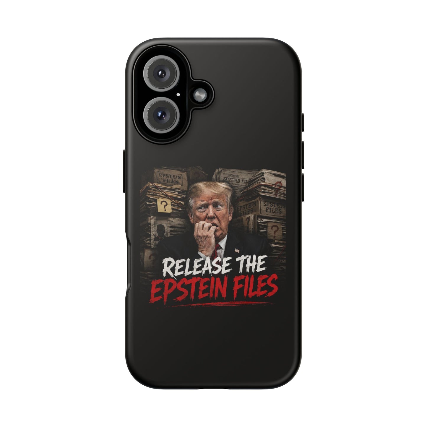 iPhone 16 Case — "Release the Epstein Files" Political Graphic
