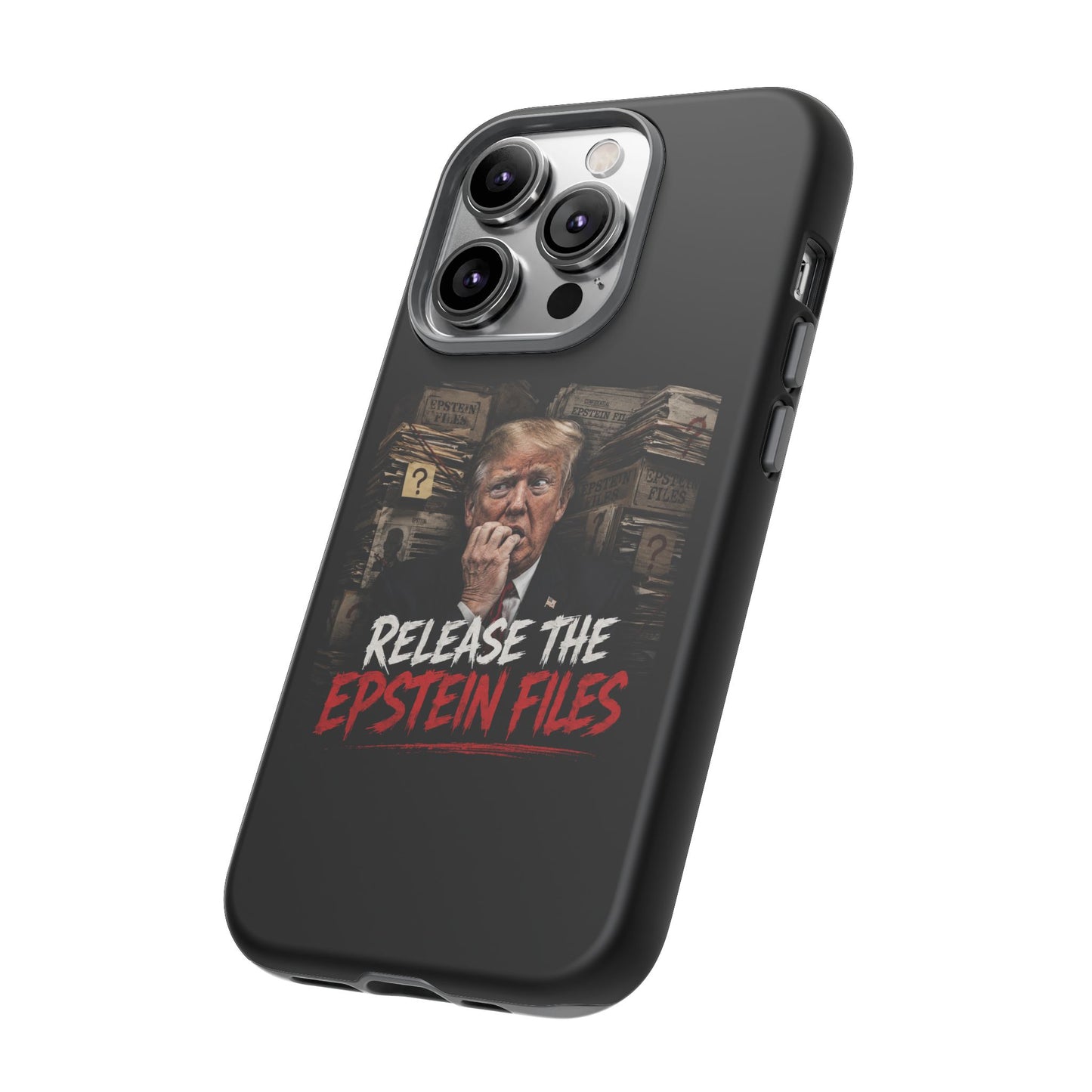 iPhone 16 Case — "Release the Epstein Files" Political Graphic