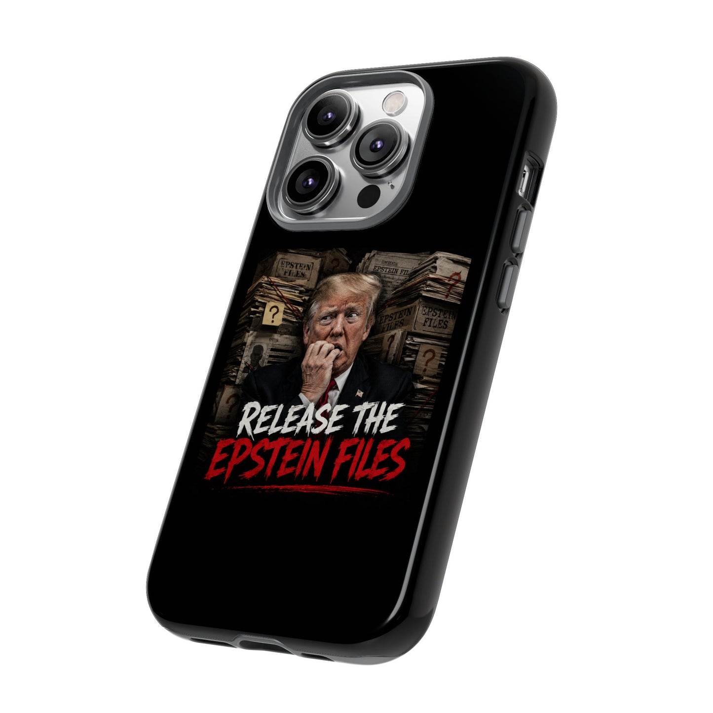 iPhone 16 Case — "Release the Epstein Files" Political Graphic