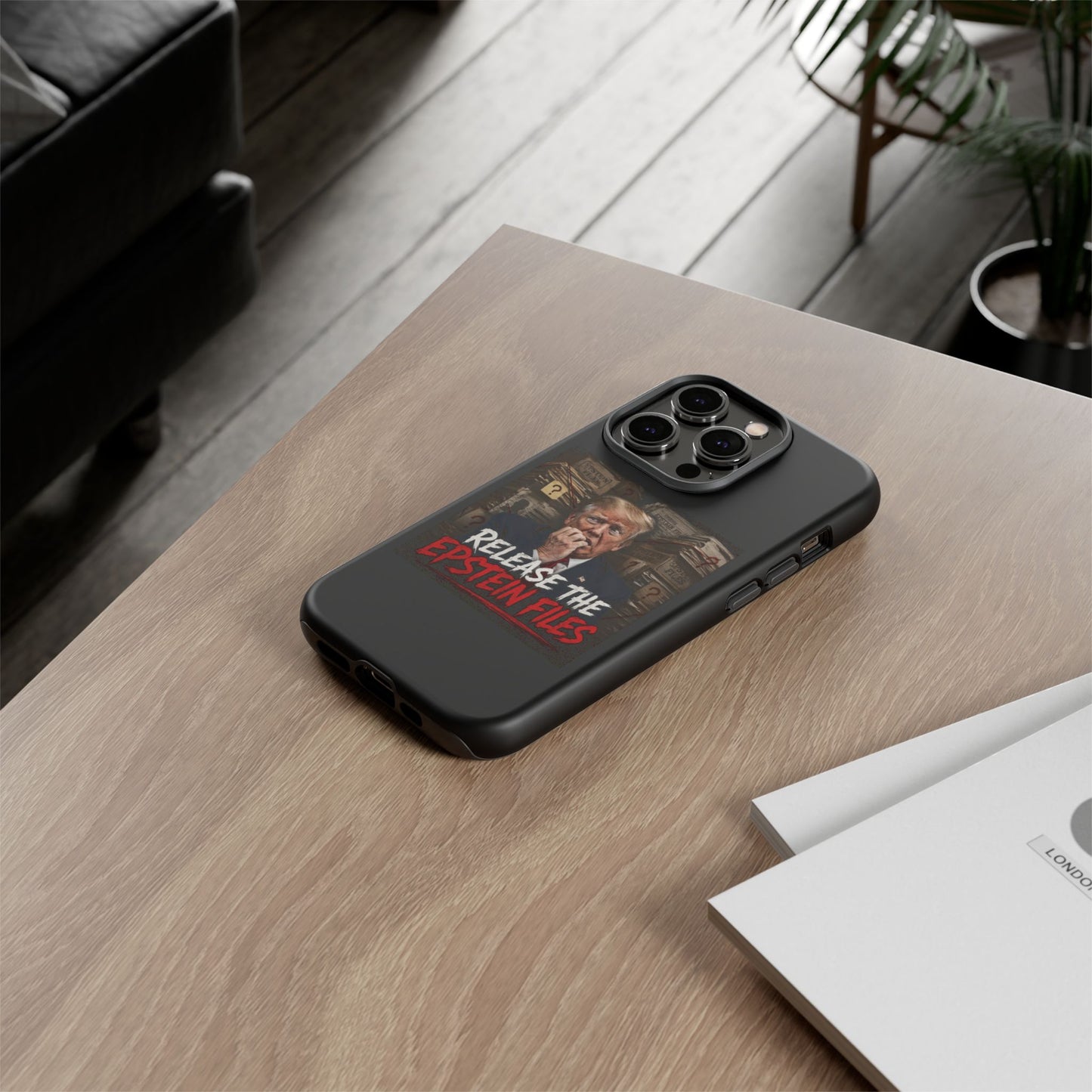 iPhone 16 Case — "Release the Epstein Files" Political Graphic