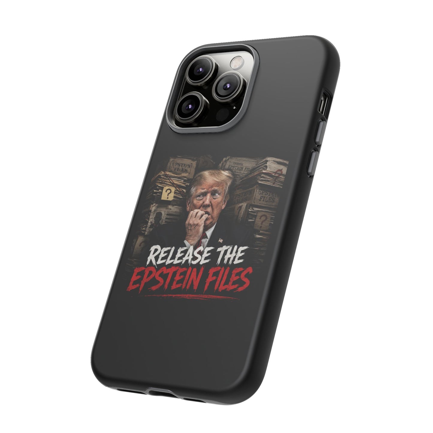 iPhone 16 Case — "Release the Epstein Files" Political Graphic