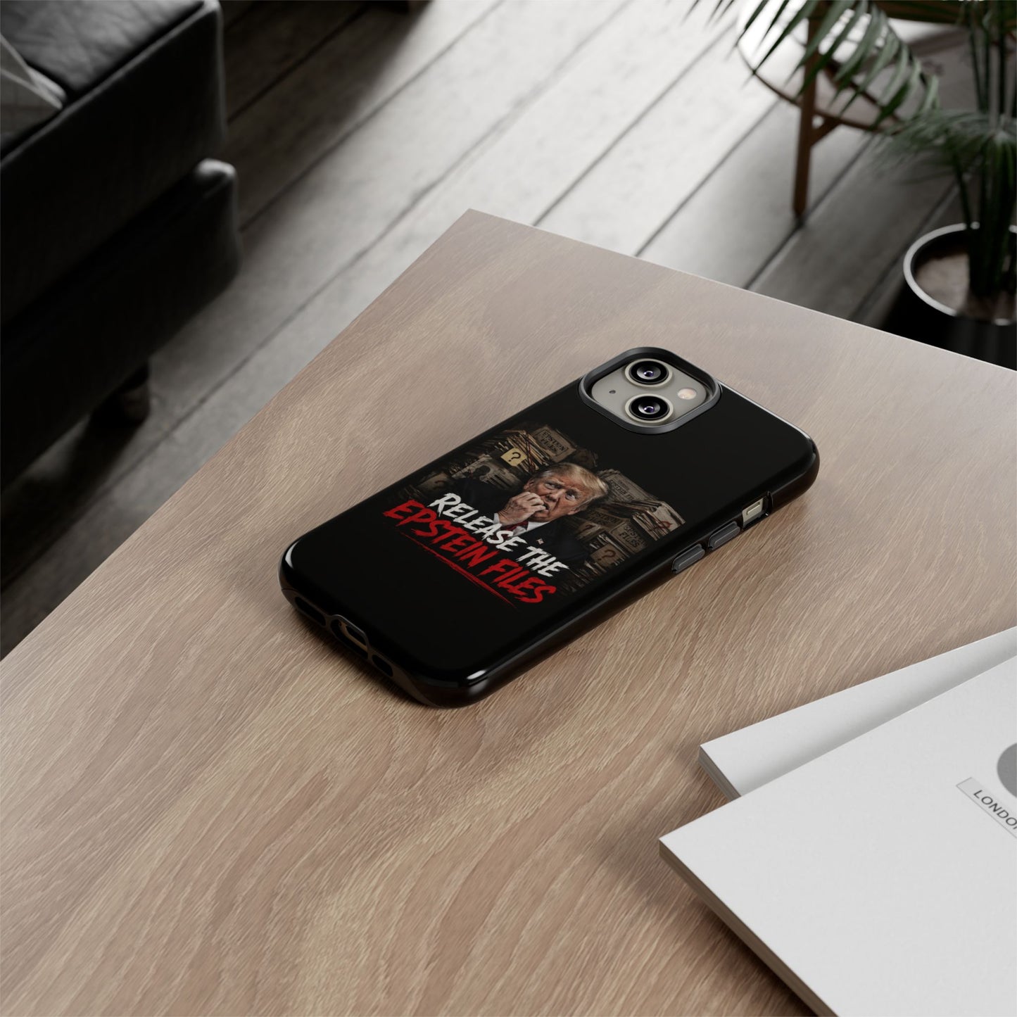 iPhone 16 Case — "Release the Epstein Files" Political Graphic