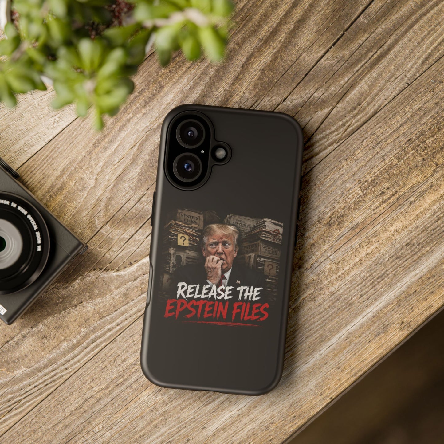 iPhone 16 Case — "Release the Epstein Files" Political Graphic