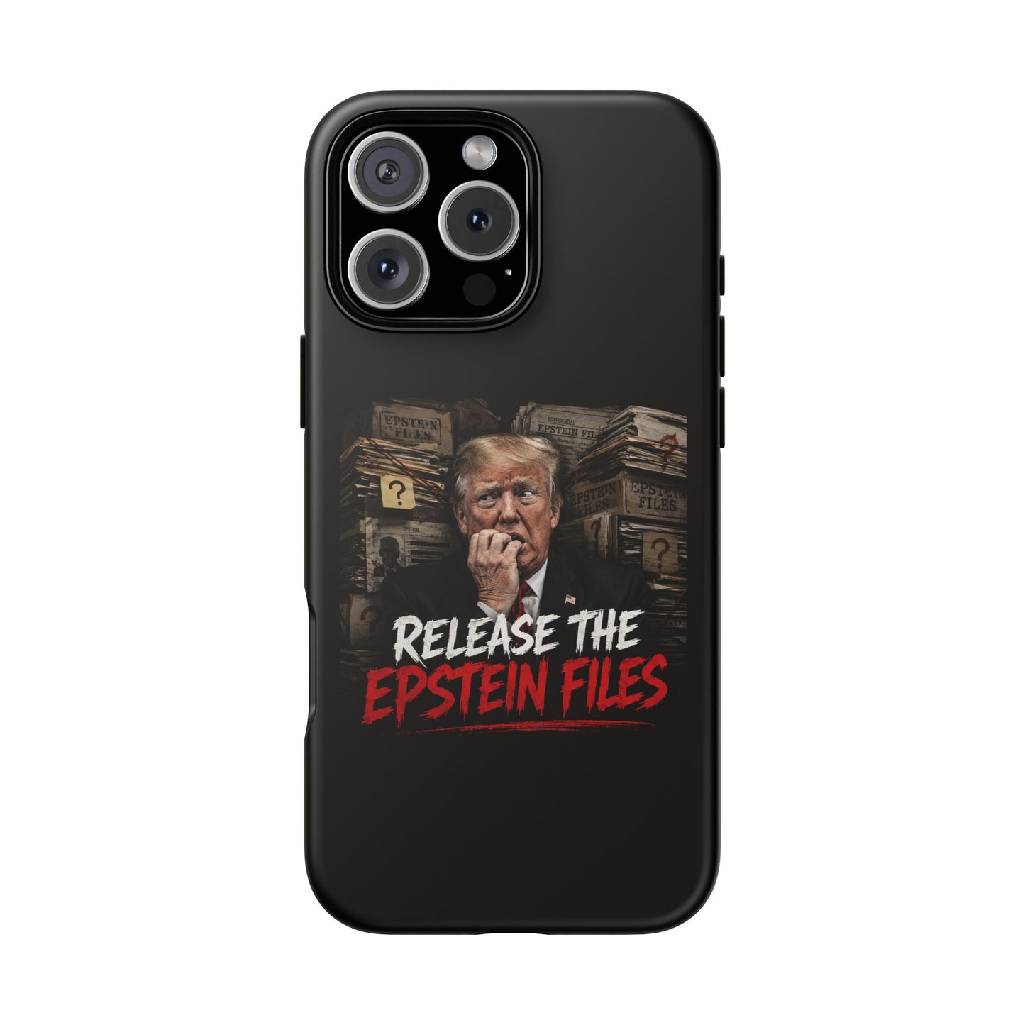 iPhone 16 Case — "Release the Epstein Files" Political Graphic