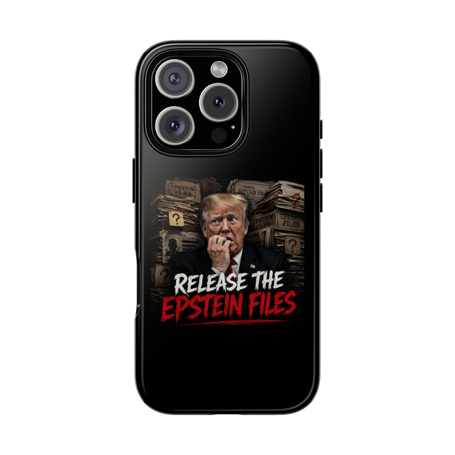 iPhone 16 Case — "Release the Epstein Files" Political Graphic
