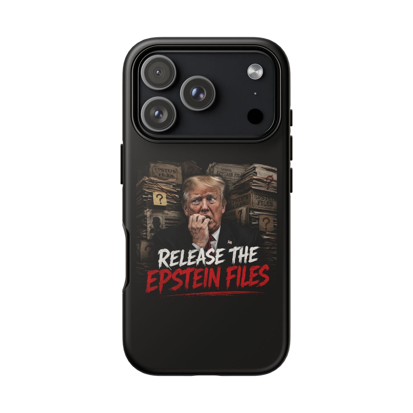 iPhone 16 Case — "Release the Epstein Files" Political Graphic