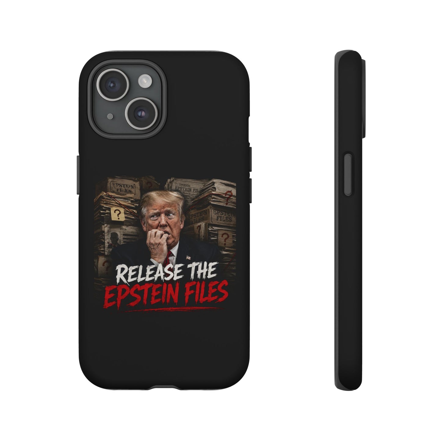 iPhone 16 Case — "Release the Epstein Files" Political Graphic