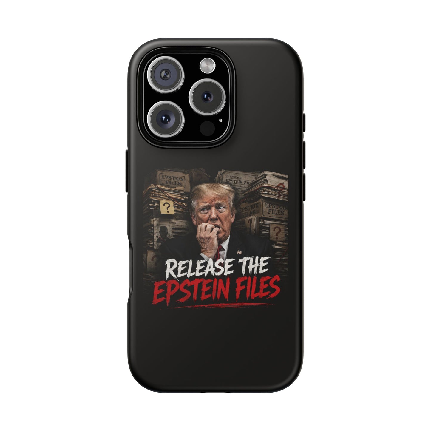 iPhone 16 Case — "Release the Epstein Files" Political Graphic