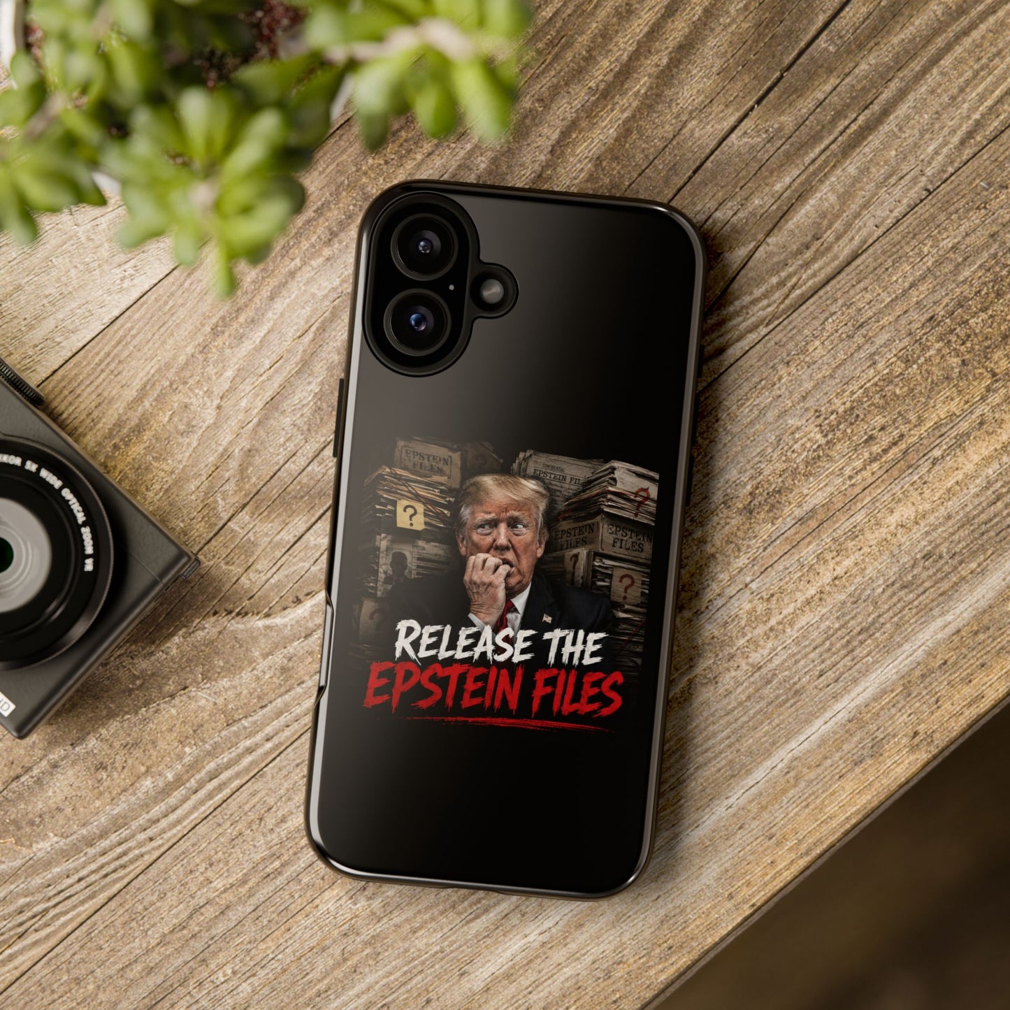 iPhone 16 Case — "Release the Epstein Files" Political Graphic