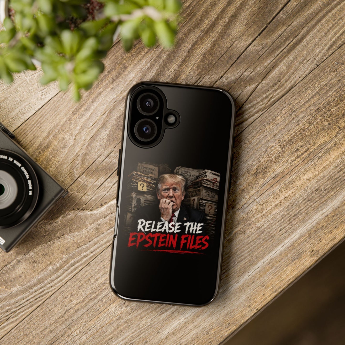 iPhone 16 Case — "Release the Epstein Files" Political Graphic
