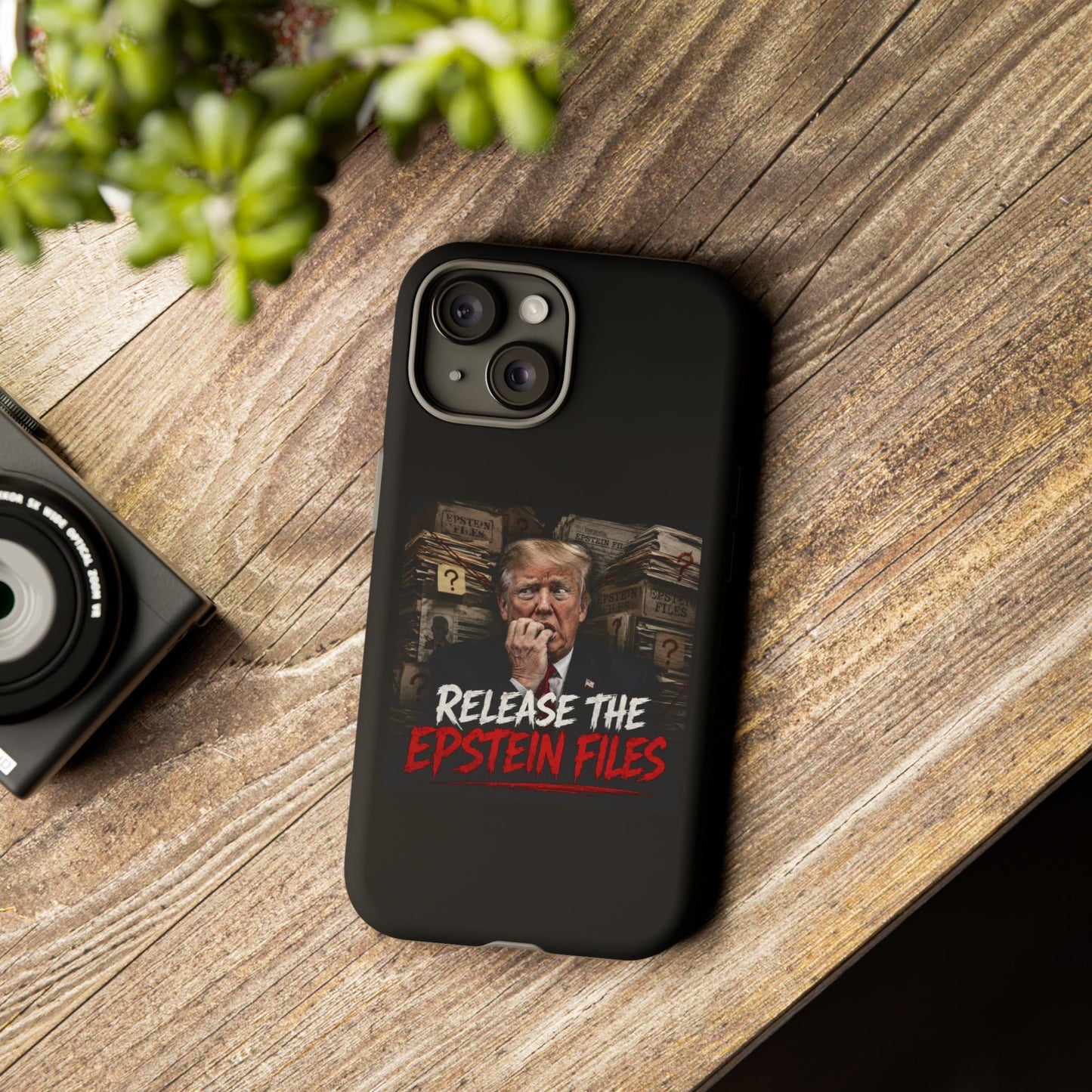 iPhone 16 Case — "Release the Epstein Files" Political Graphic