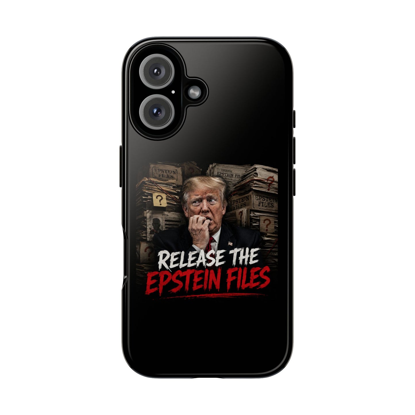 iPhone 16 Case — "Release the Epstein Files" Political Graphic