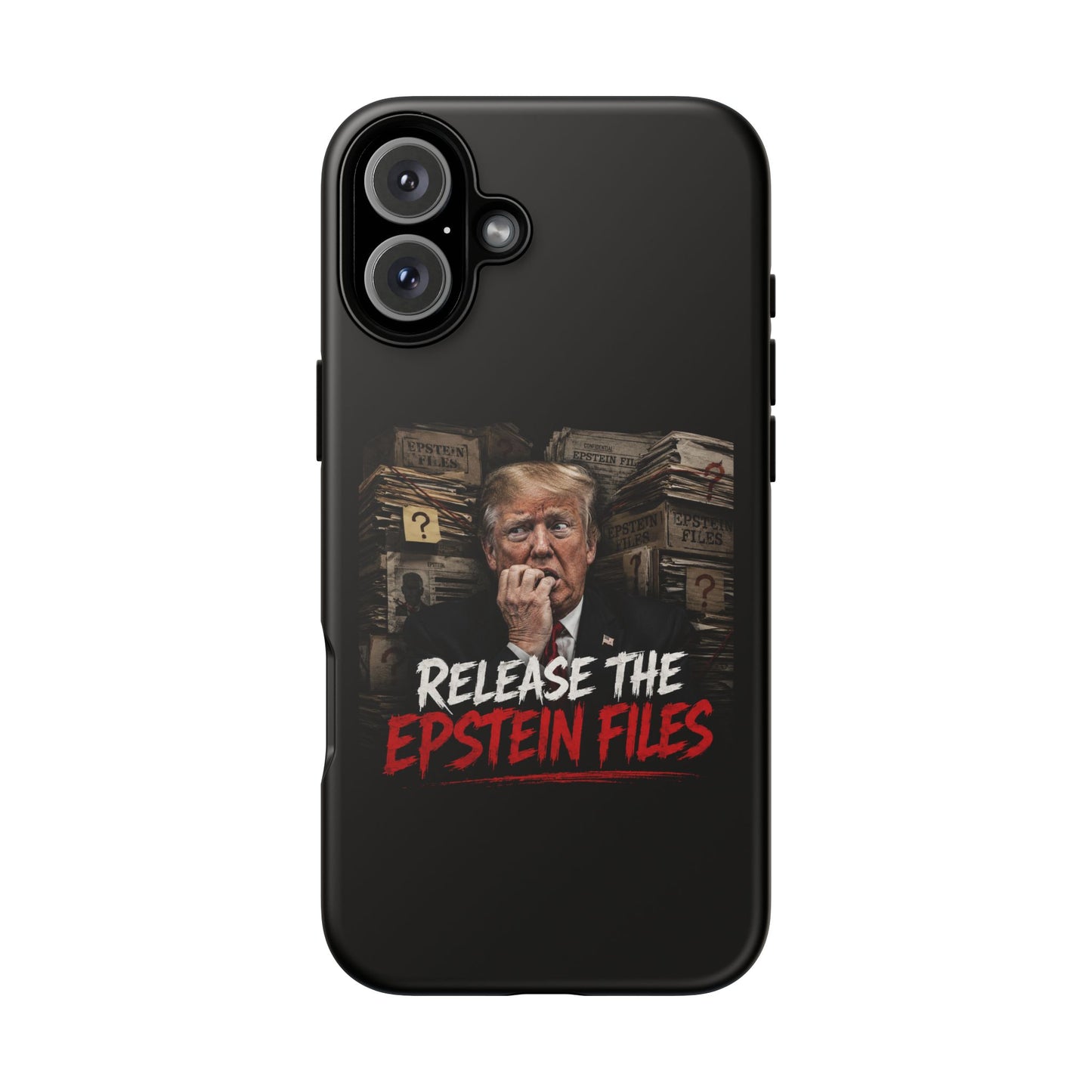 iPhone 16 Case — "Release the Epstein Files" Political Graphic