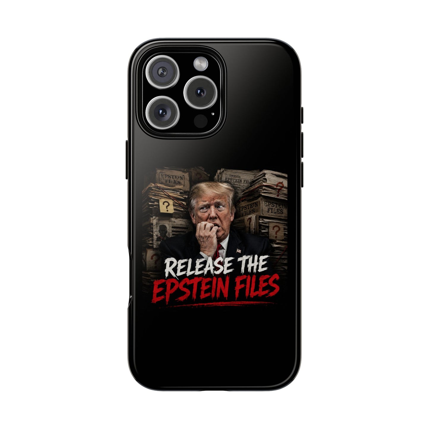 iPhone 16 Case — "Release the Epstein Files" Political Graphic