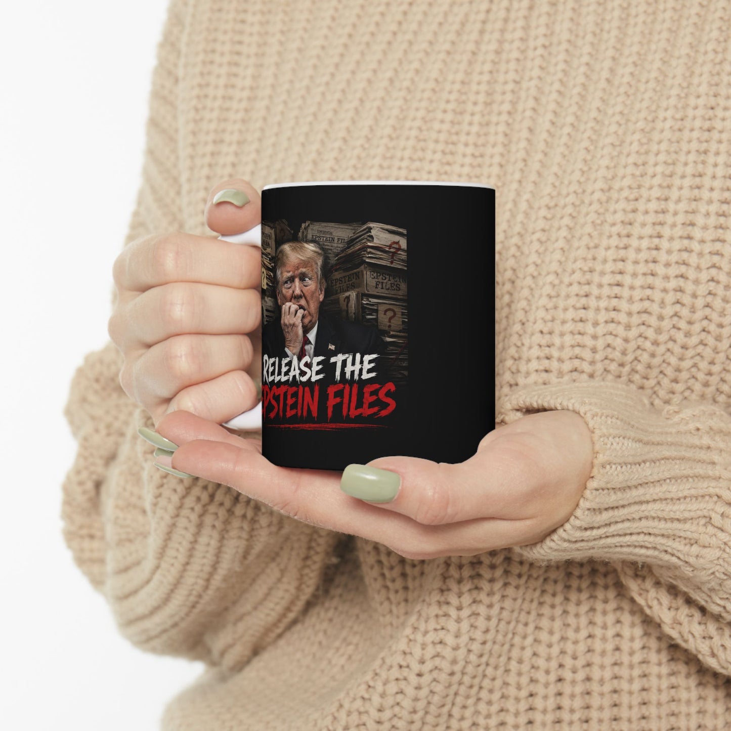 Ceramic Mug — "Release The Epstein Files" Dark Design (11oz)